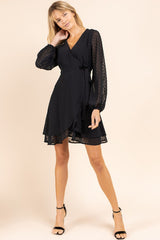 Long Sleeve Double Layer Wrap Dress