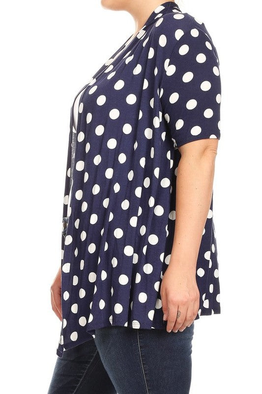 Polka dot Open Front Short sleeve cardigan