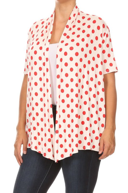 Polka dot Open Front Short sleeve cardigan