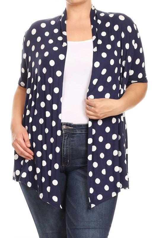 Polka dot Open Front Short sleeve cardigan