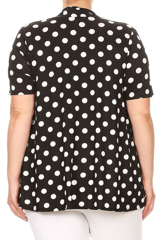 Polka dot Open Front Short sleeve cardigan