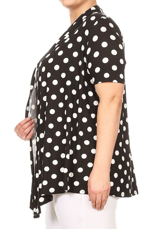 Polka dot Open Front Short sleeve cardigan