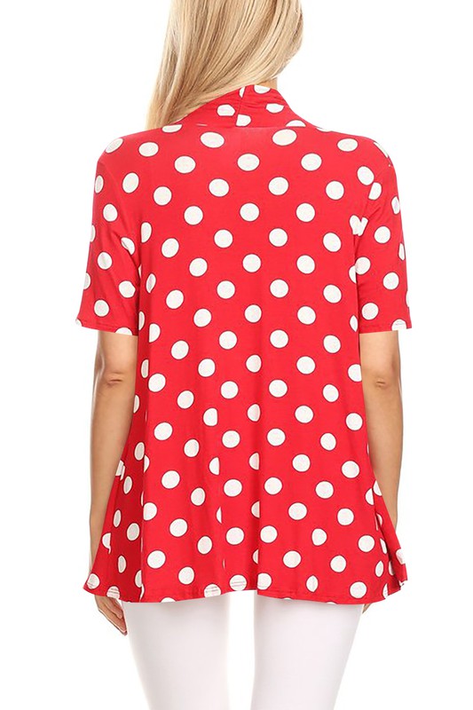 Polka dot print, loose fit cardigan