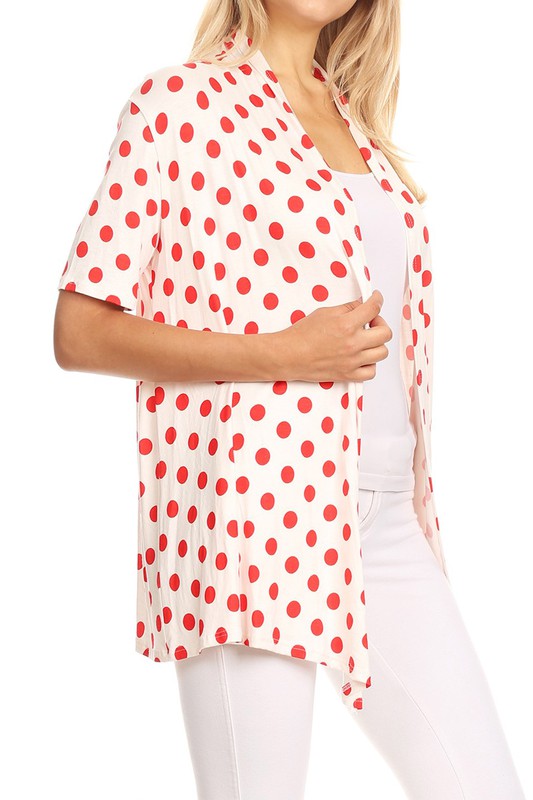 Polka dot print, loose fit cardigan