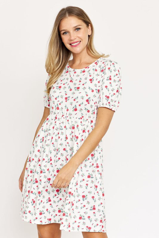 Gathered Puff Sleeve Mini Dress