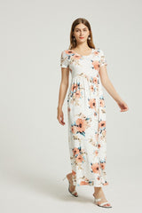 Womens Summer Casual Floral Maxi Dress With Pocket