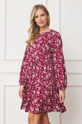 Floral Crew Neck Midi Dress