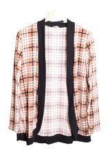 Plaid Contrast Drape Open Cardigan