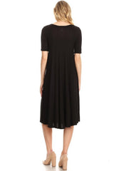 Jersey knit short sleeve oversized a-line dress