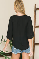 Tulip Sleeve Woven Blouse