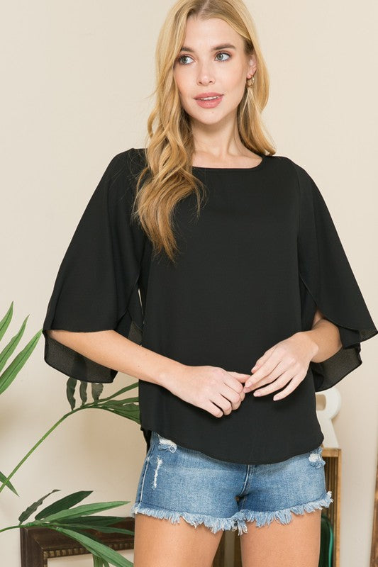 Tulip Sleeve Woven Blouse