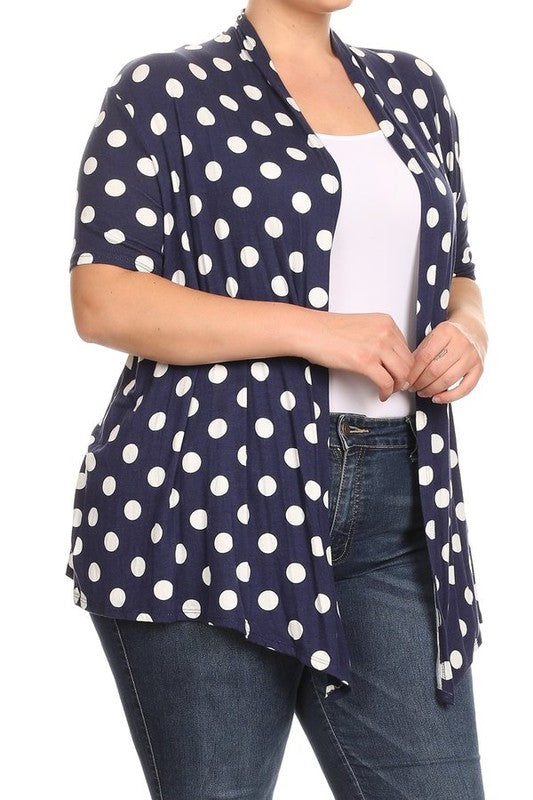 Polka dot Open Front Short sleeve cardigan