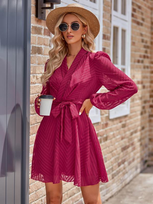 Long sleeve wrap front dress