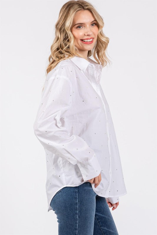 Rhinestone Button Up Shirt