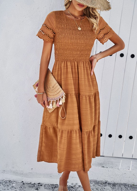 Smocked Tiered Midi Dress