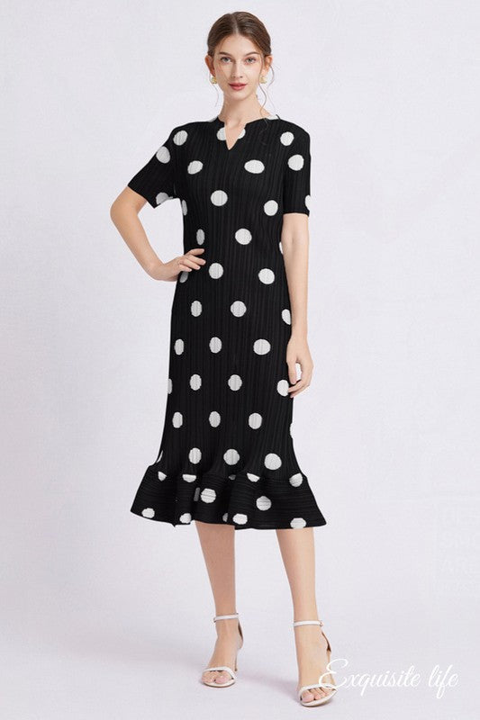 POLKA DOTS LONG MAXI FASHION DRESS