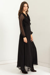 Lost In Love Ruffle Tie Waist Maxi Wrap Dress