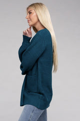 Low Gauge Waffle Open Cardigan Sweater